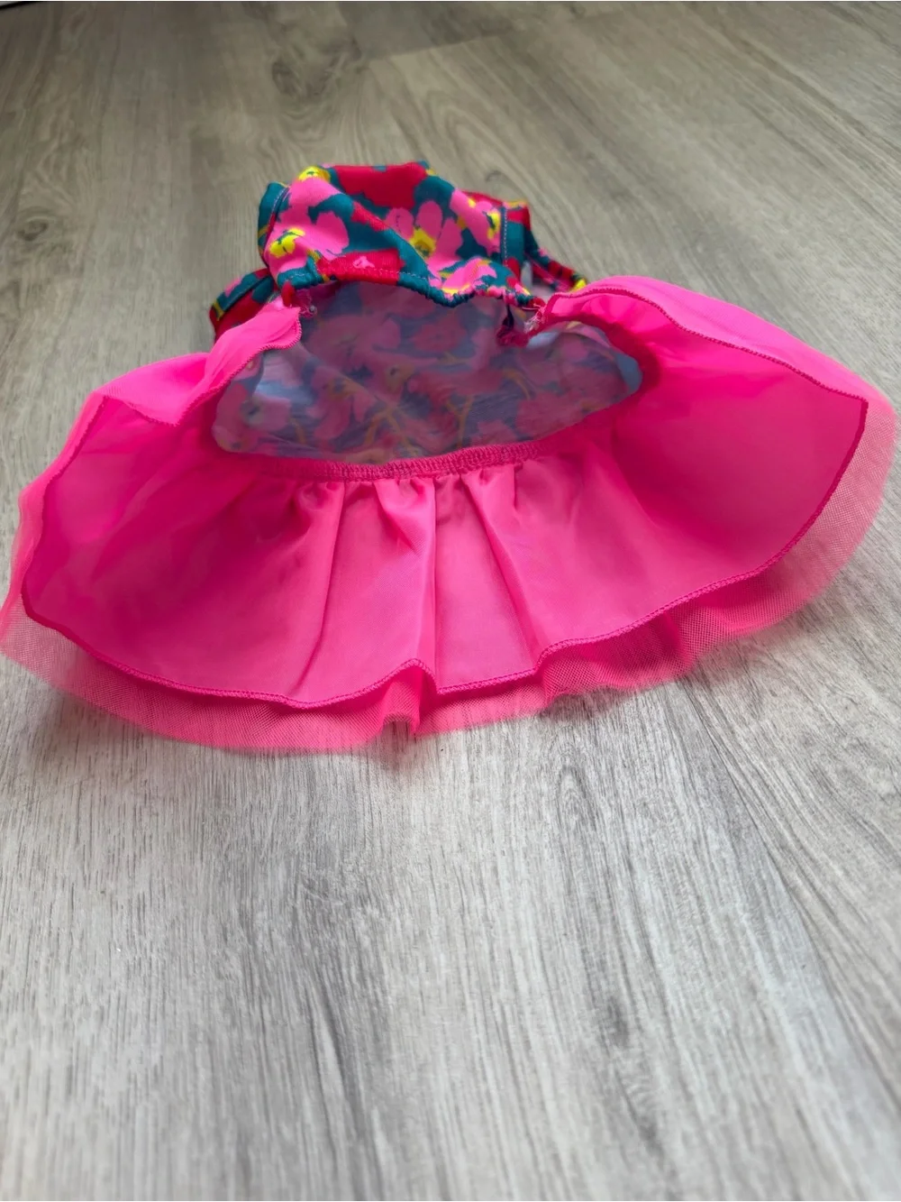 Pet/Puppy Dog - Floral with Hot Pink & Teal Tulle Dress - size XS